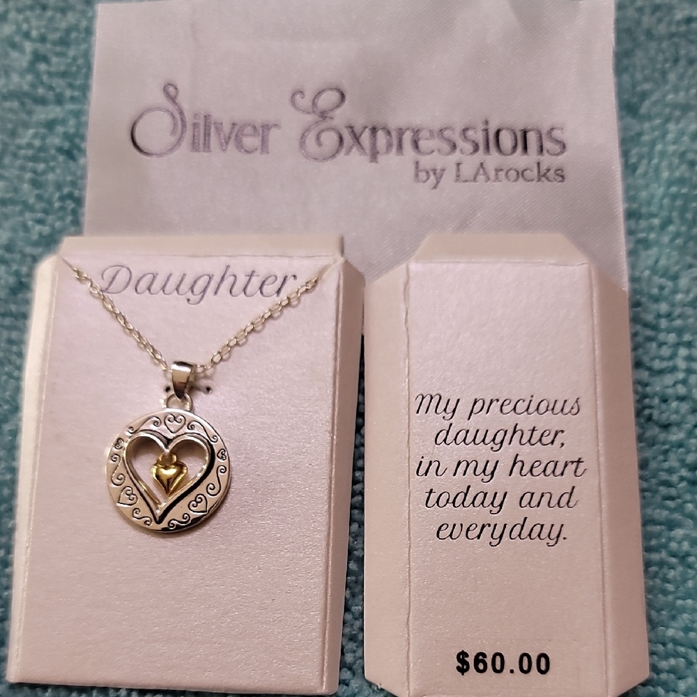 Kohl's Silver and Gold Heart Necklace